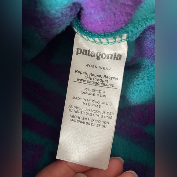 Patagonia Synchilla Snap-T Fleece Pullover Blue Purple Geometric Shapes Abstract - Picture 4 of 6